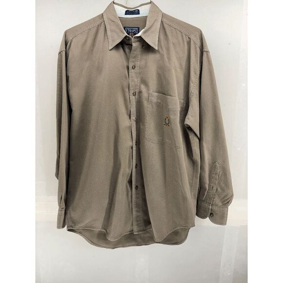 Vintage Chaps Ralph Lauren Men Brown Button Up Down Shirt Size M Large 90’s - Picture 1 of 5